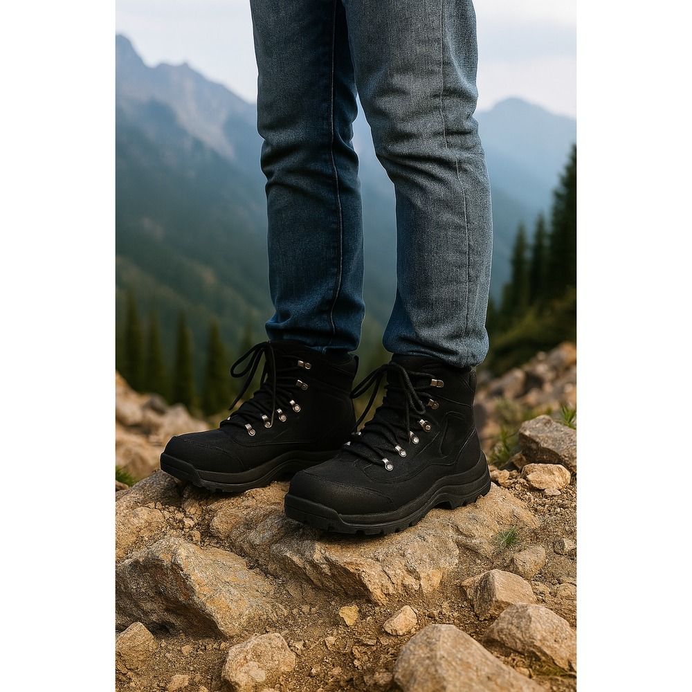 Lands' End Men's Waterproof‎ Hiking Boots 6.5 Navy Gray Black Pre-Owned